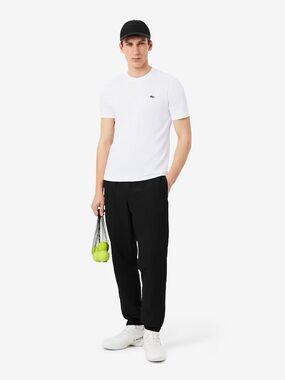 Lacoste White Crew Neck T-Shirt with Green Croc